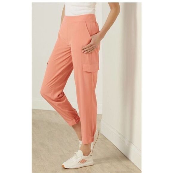 Soft Surroundings Go Lively Cargo Pants Peach Comfort Waist Size Large EUC - Picture 1 of 11